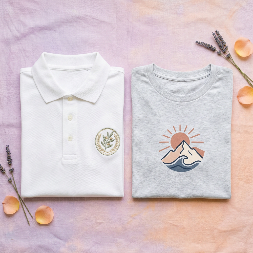 Poloshirt mit Patch und bedrucktes T-Shirt