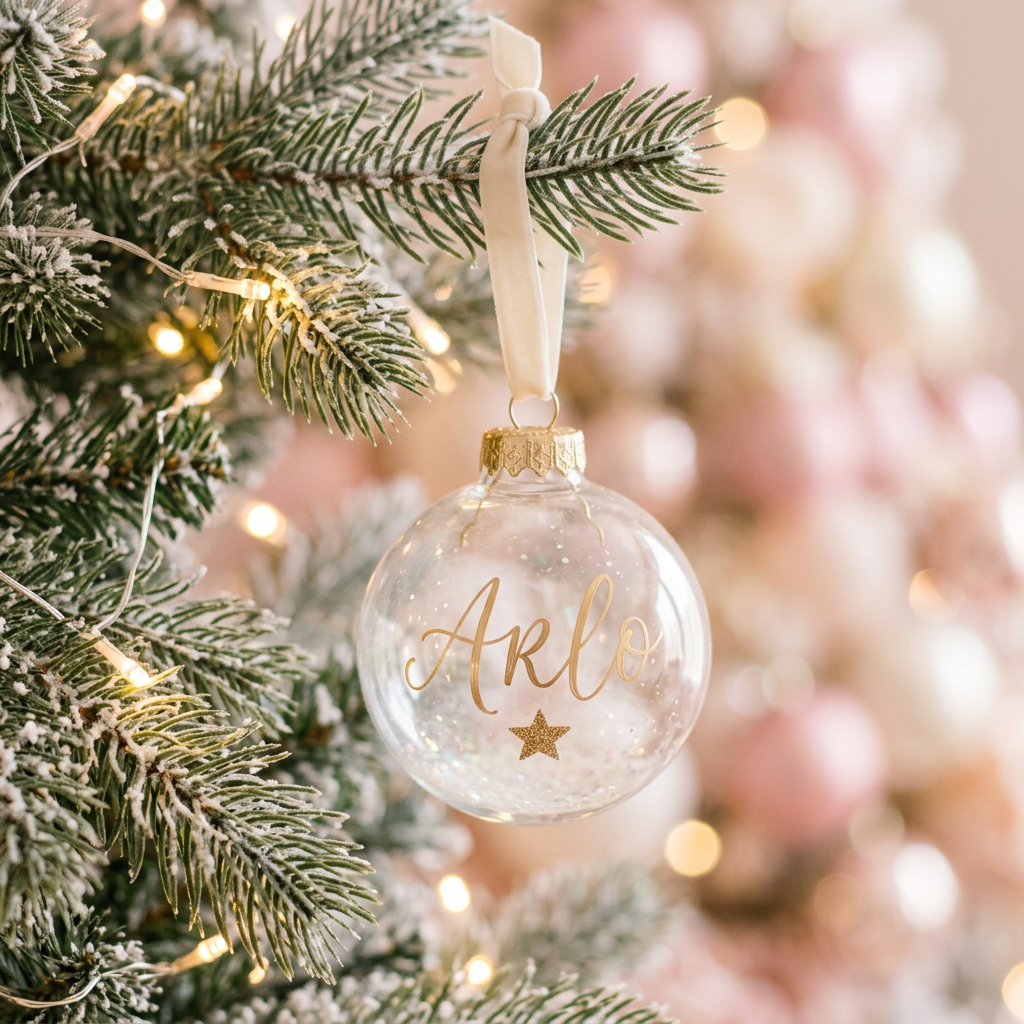 Weihnachtskugel mit aufgedrucktem Kindernamen
